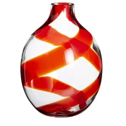 Bottiglia Decorativa Vaso Singleflower a Spirale Rosso in Cristallo