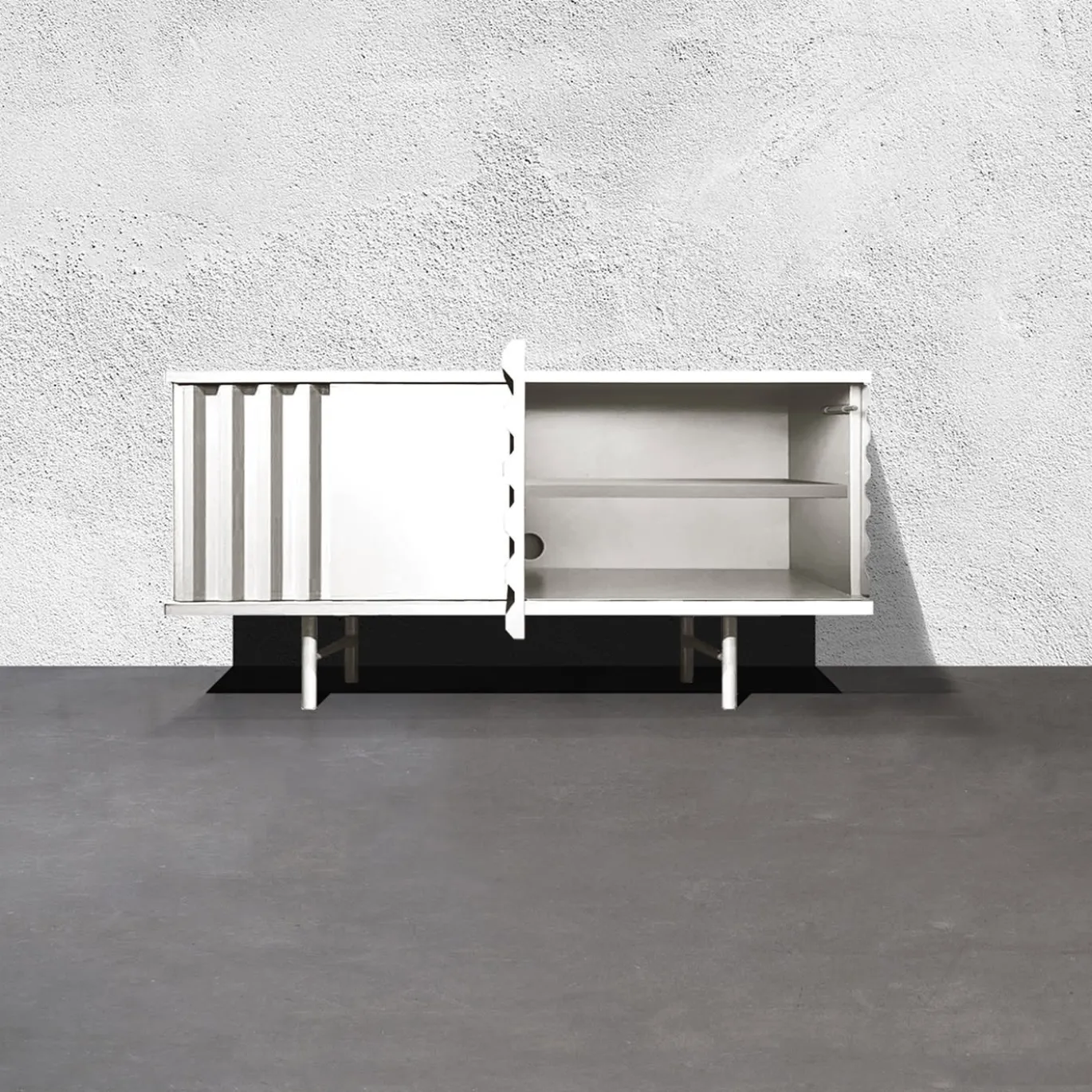 B-Side Credenza a 2 ante in MDF bianco perla