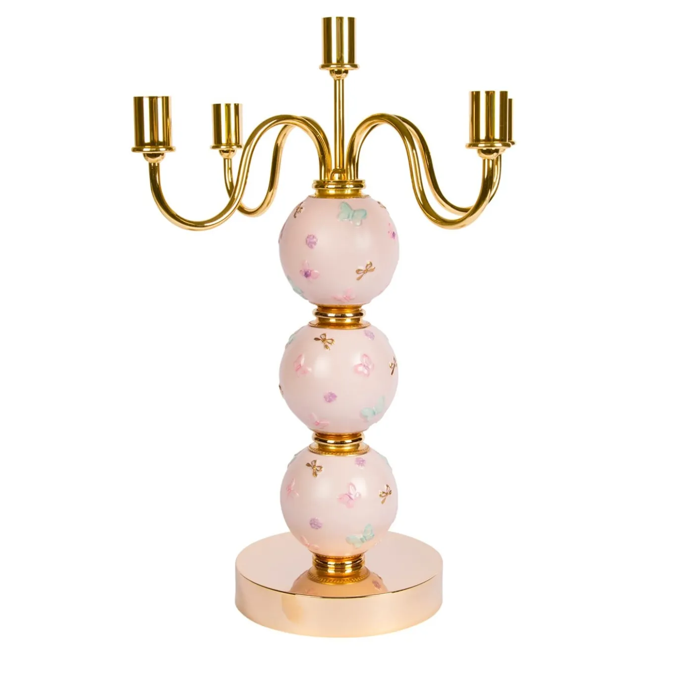 CANDELABRO A FARFALLA 5 BRACCI - ROSA