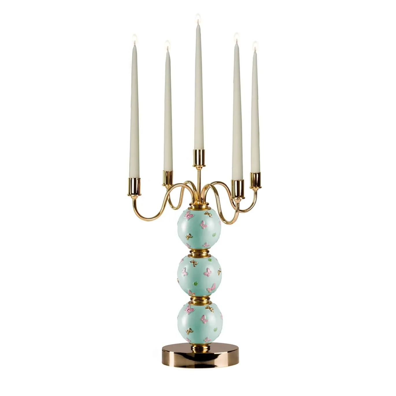 CANDELABRO A FARFALLA 5 BRACCI - AZZURRO