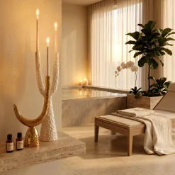 Candelabro Alpha in ceramica neve opaco