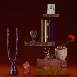 Candelabro Beta in ceramica viola