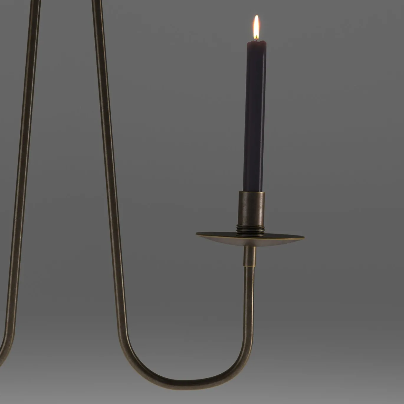 Candelabro da soffitto Penombra a doppio braccio in ottone scuro