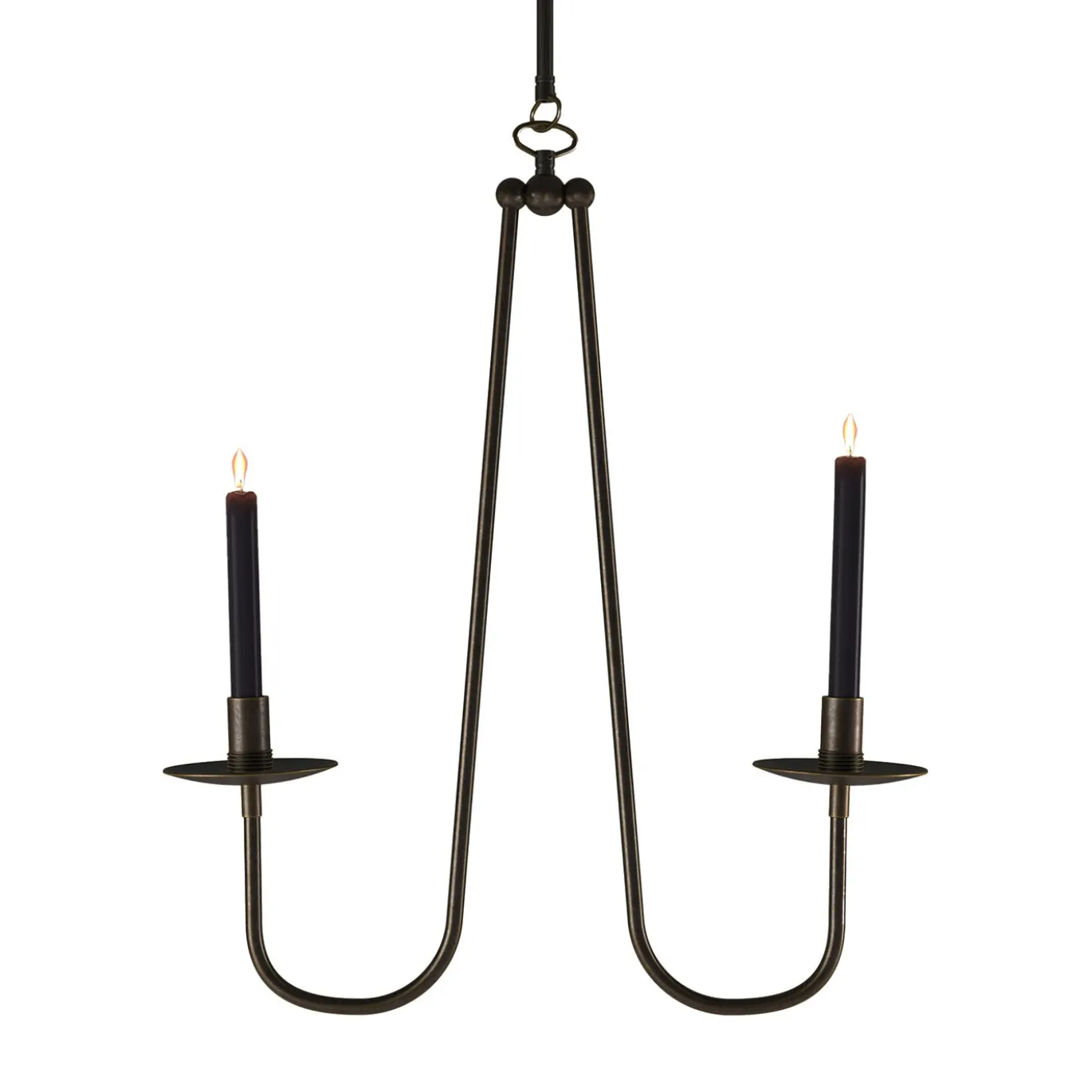 Candelabro da soffitto Penombra a doppio braccio in ottone scuro