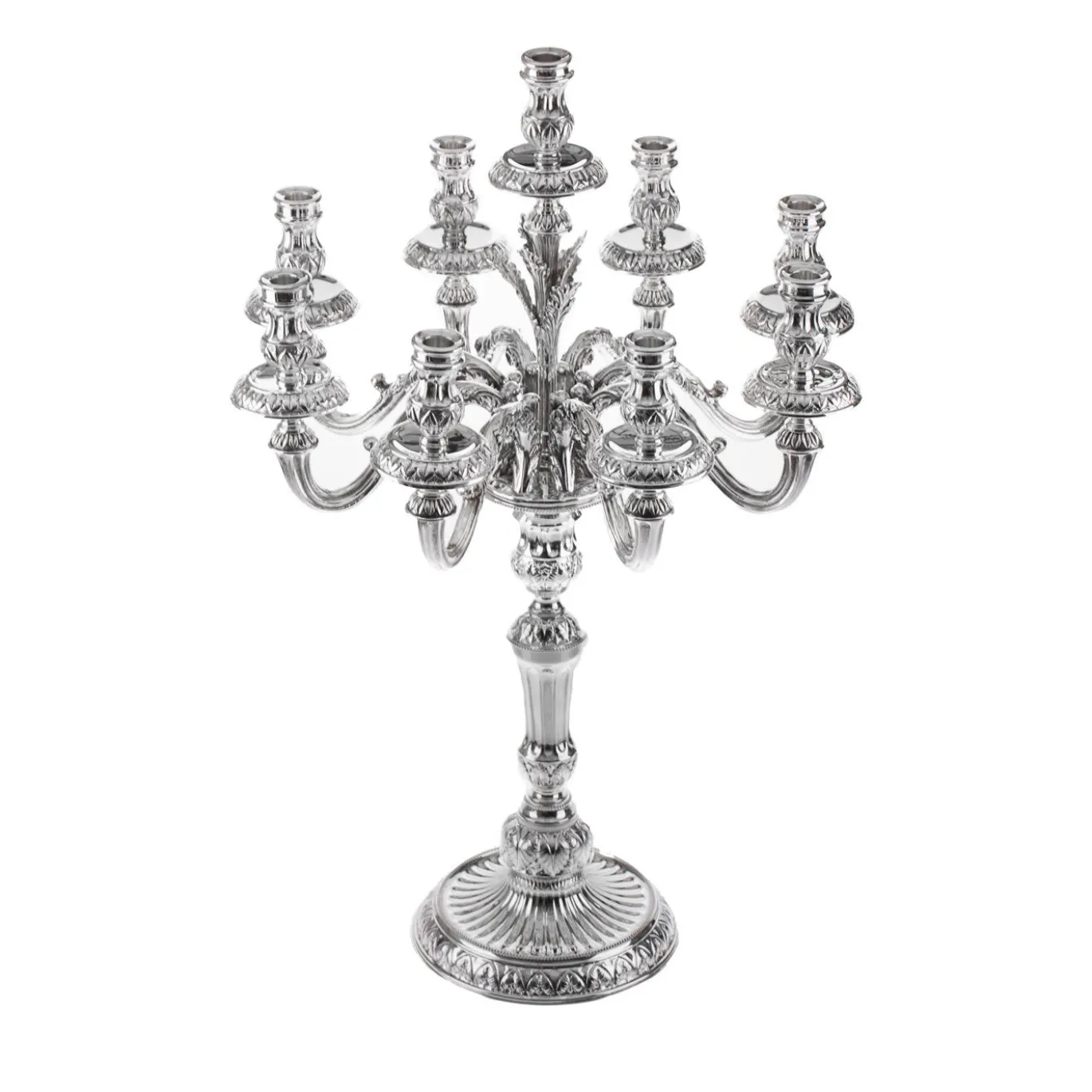 Candelabro Fiamme a nove bracci in argento sterling
