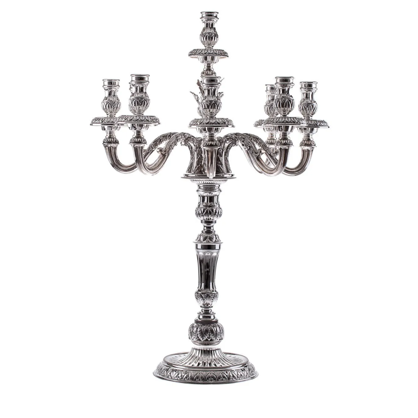Candelabro Fiamme a nove bracci in argento sterling