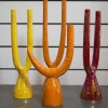 Candelabro Gamma in ceramica gialla