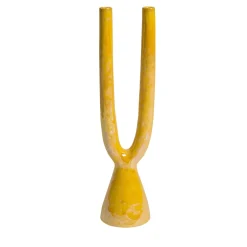 Candelabro Gamma in ceramica gialla