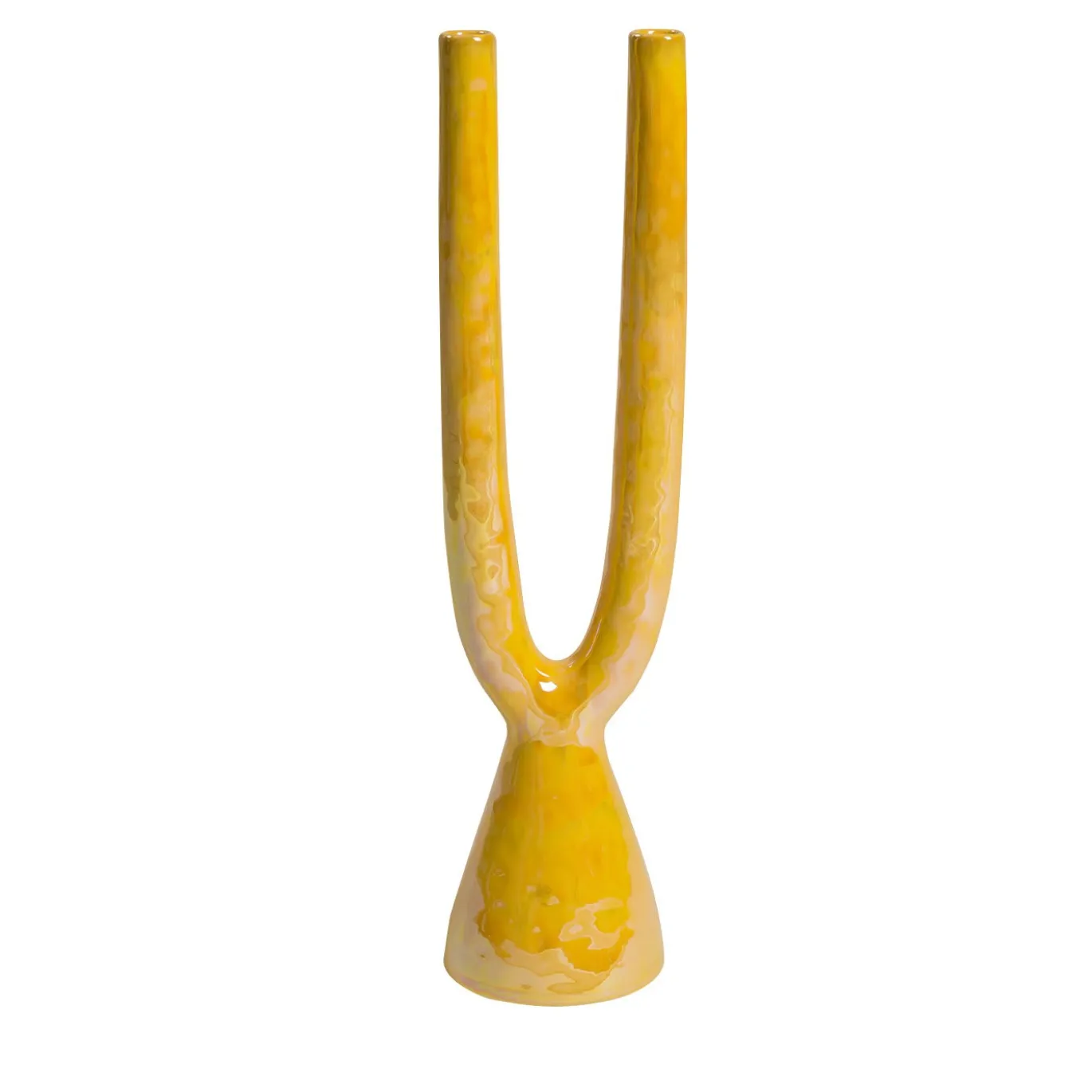 Candelabro Gamma in ceramica gialla