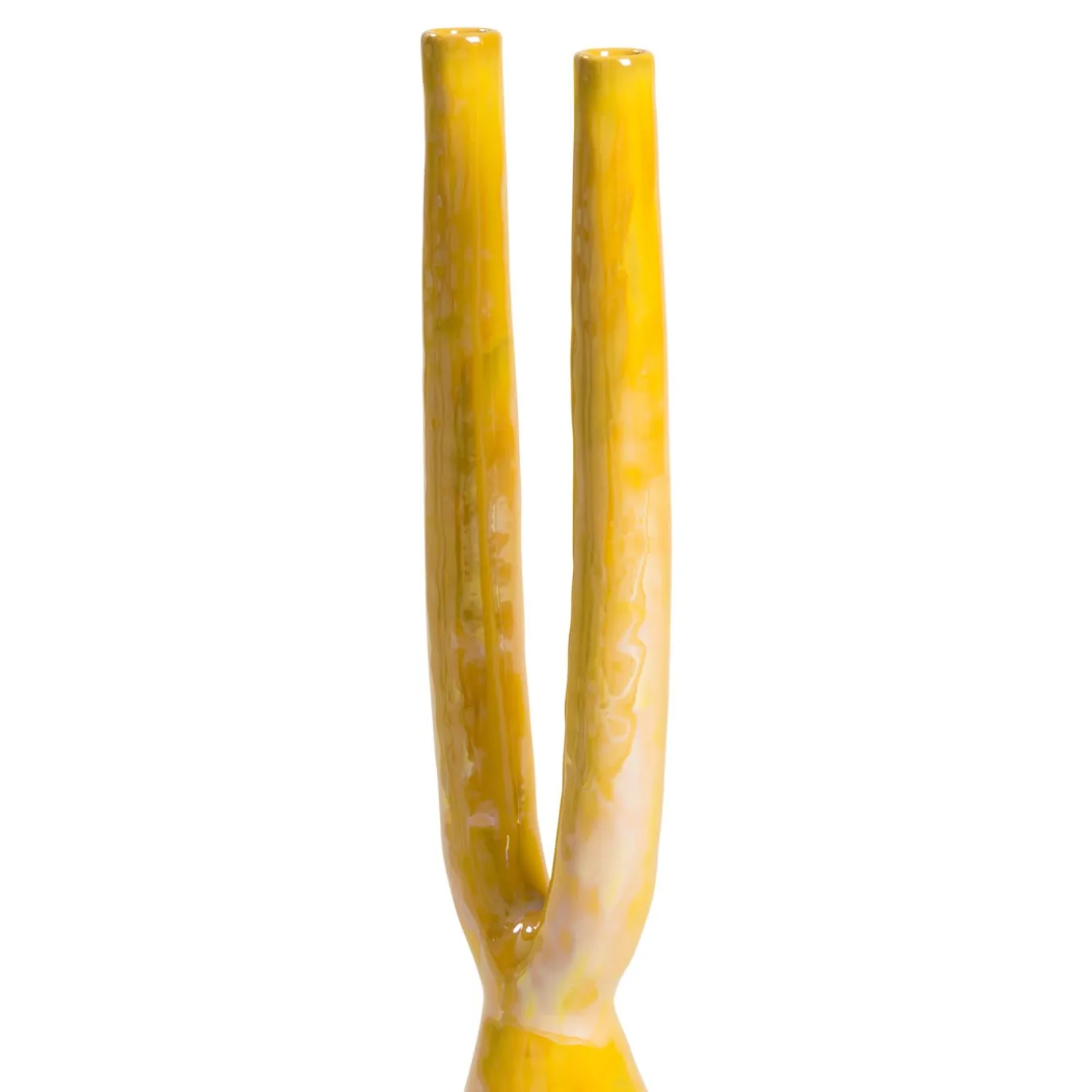Candelabro Gamma in ceramica gialla