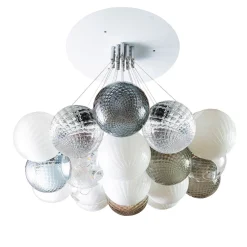Candelabro in vetro Balloton multicolore con diciannove luci