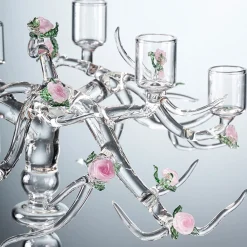 Candelabro Rose in Vetro con Finitura Trasparente