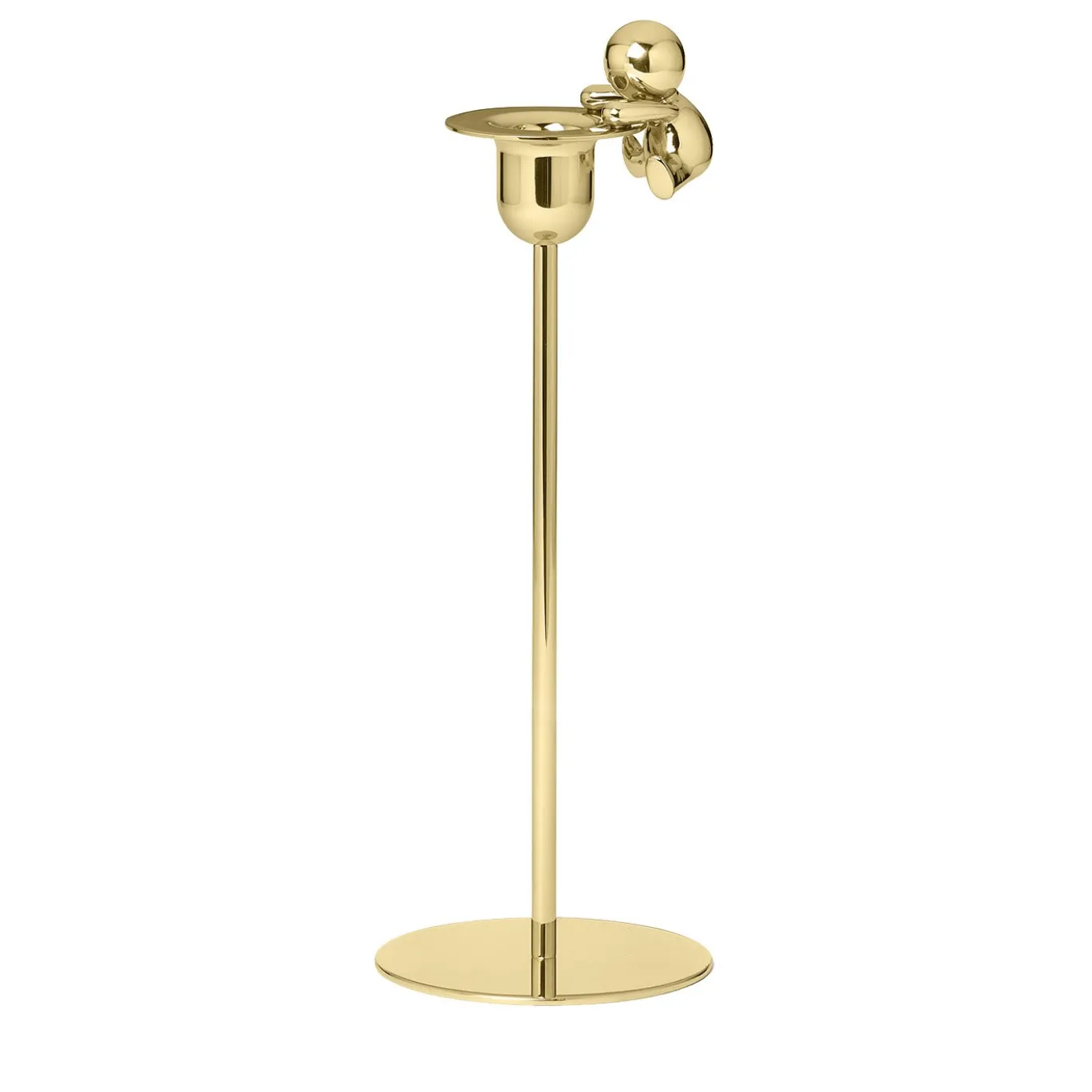 Candeliere alto Omini Climber in ottone lucido di Stefano Giovannoni
