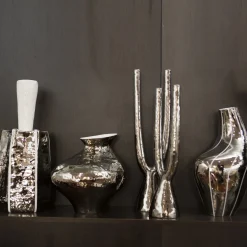 Candeliere Delta in ceramica argentata
