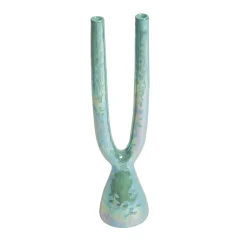 Candeliere doppio in ceramica Acqua