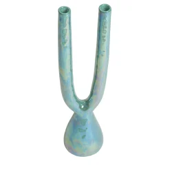 Candeliere doppio in ceramica Acqua