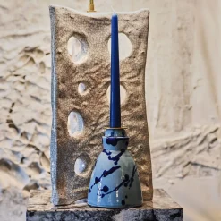 Candeliere in ceramica blu con 4 candele profumate