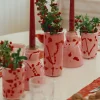 Candeliere in ceramica fucsia con 4 candele profumate