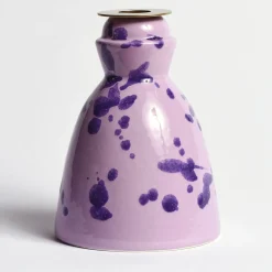 Candeliere in ceramica lilla con 4 candele profumate