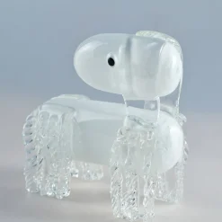 Cane bianco, scultura in vetro veneziano di Eliana Gerotto