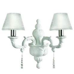 Capodimonte, applique bianca a 2 luci con paralume