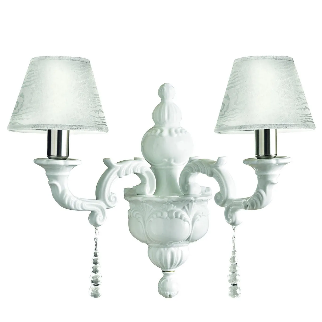 Capodimonte, applique bianca a 2 luci con paralume