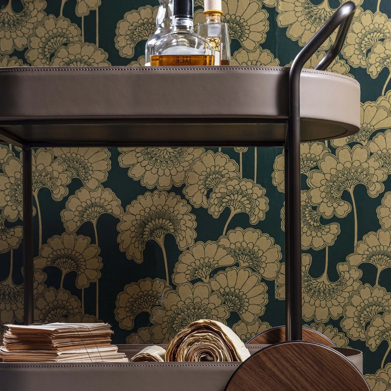Carrello Bar Route in Noce Canaletto Marrone
