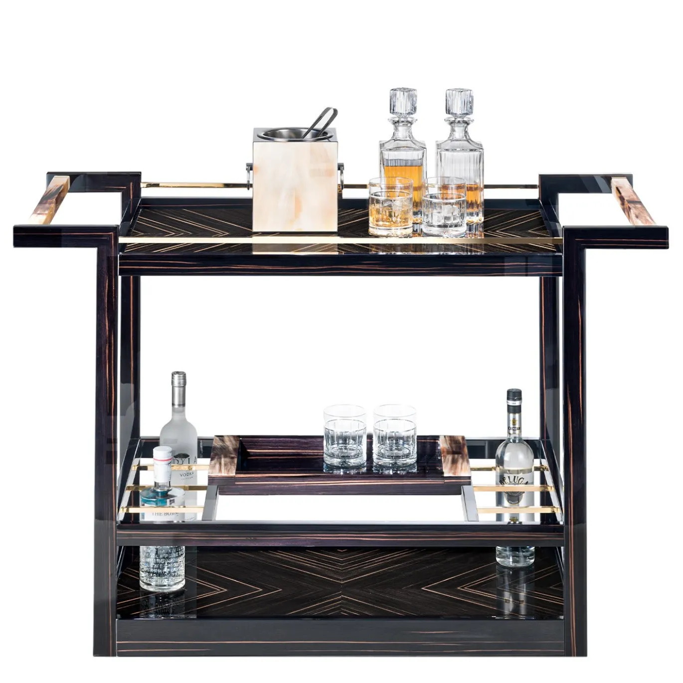 Carrello da bar in legno di ebano