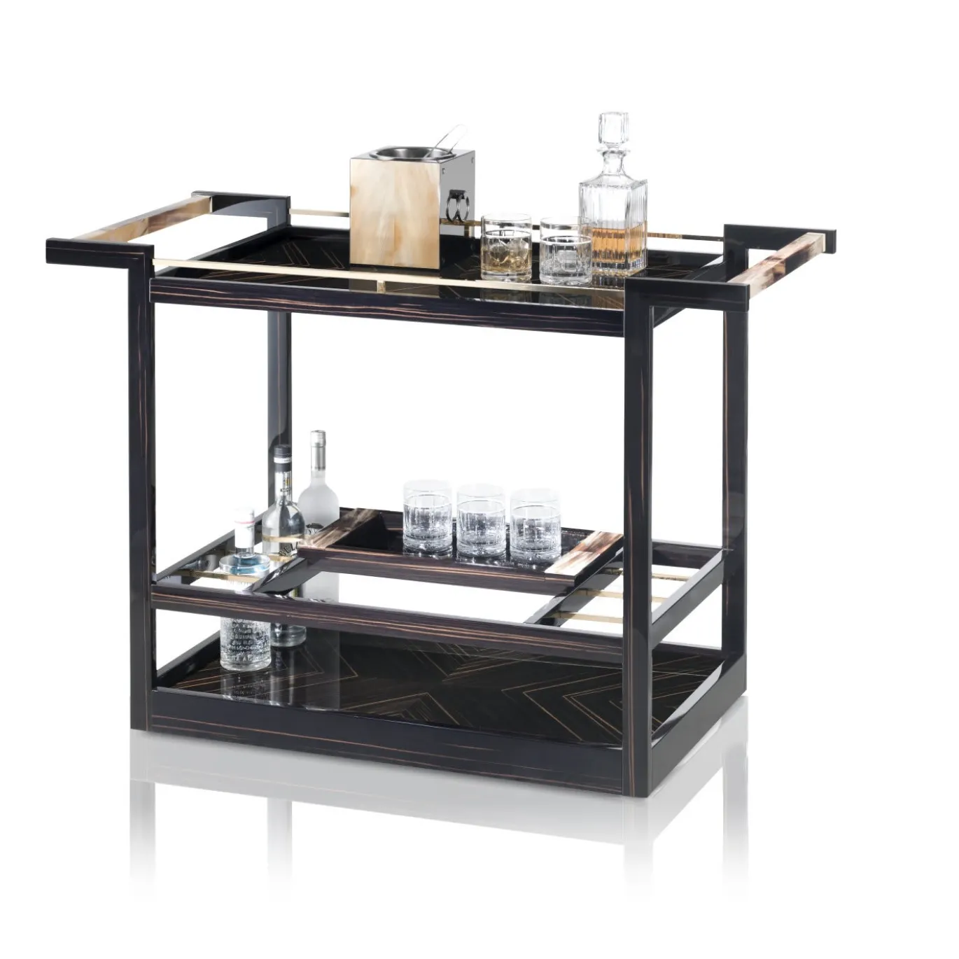 Carrello da bar in legno di ebano