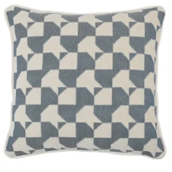 Carrè Pied de Poule Cuscino Quadrato in Tessuto Jacquard Blu e Bianco