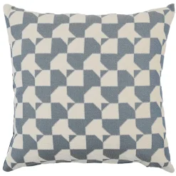 Carrè T Cuscino Quadrato in Velluto Blu e Bianco