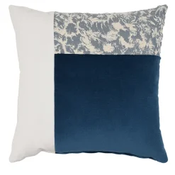 Carrè T Cuscino Quadrato in Velluto Blu e Bianco