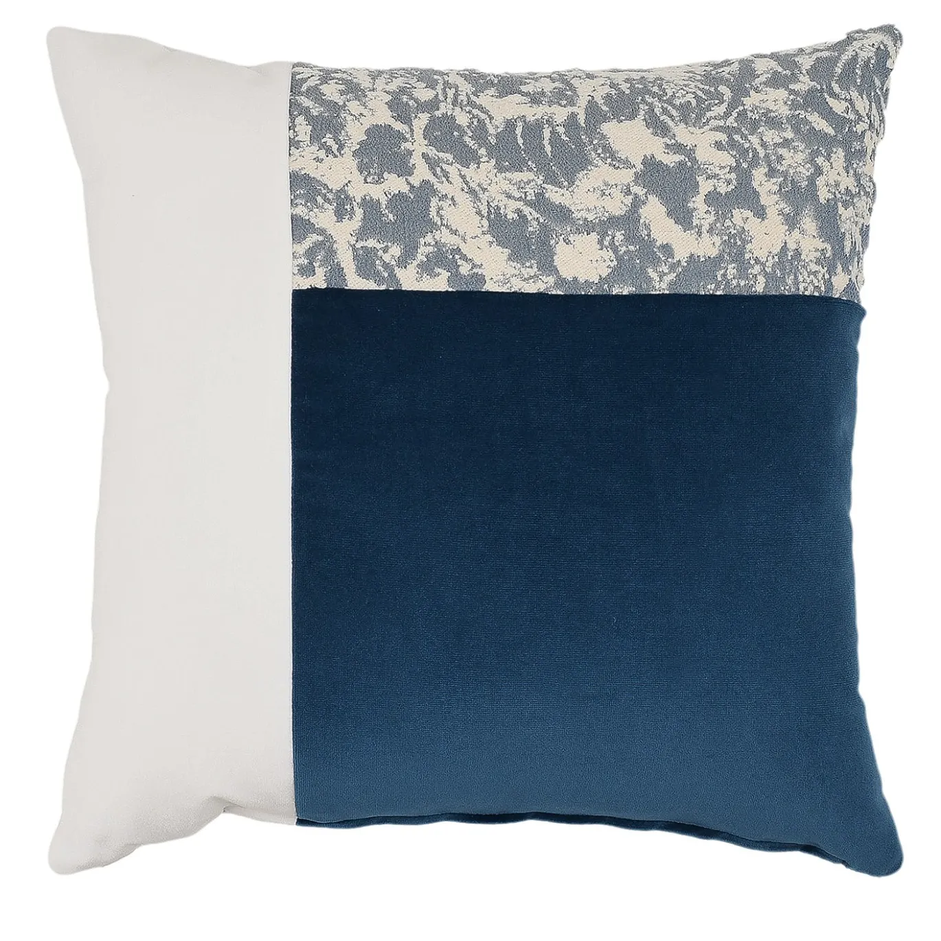 Carrè T Cuscino Quadrato in Velluto Blu e Bianco