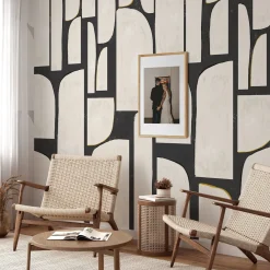 Carta da parati astratta extra large in bianco e nero