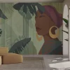 Carta da parati a trama artigianale Ambra Green