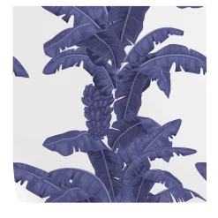 Carta da parati blu con foglie tropicali