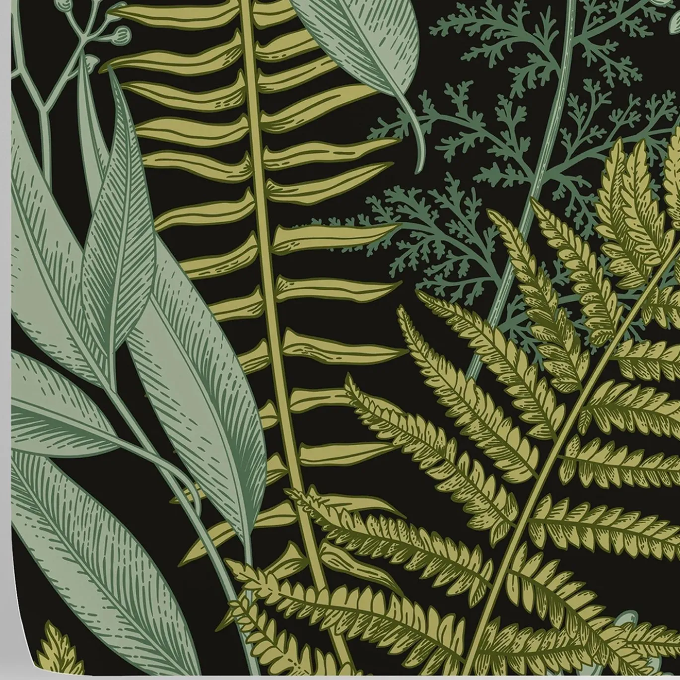 Carta da Parati Botanica con Felci Verdi