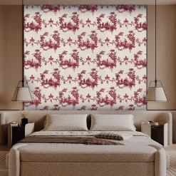 Carta da parati Chinese Toile rossa e beige