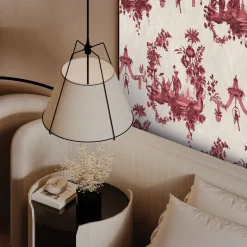 Carta da parati Chinese Toile rossa e beige