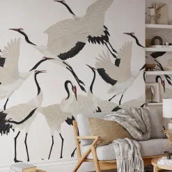 Carta da Parati con Airone Bianco
