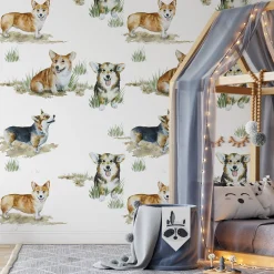 Carta da Parati con Cane Corgi Carino