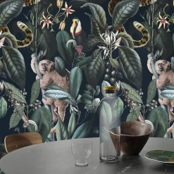 Carta da Parati Dark Tropical Wild Jungle Verde