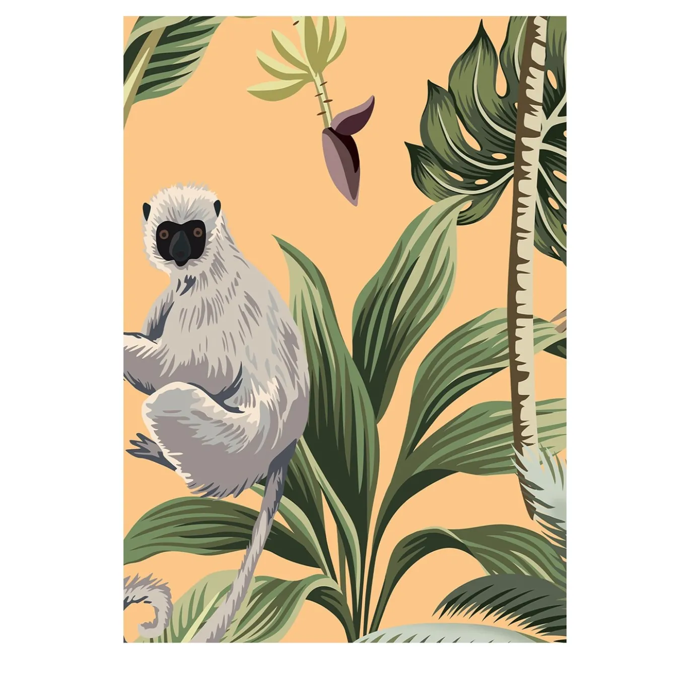 Carta da parati della giungla con sfondo arancione