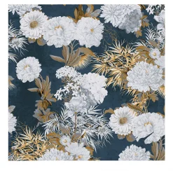 Carta da parati floreale di lusso blu e oro