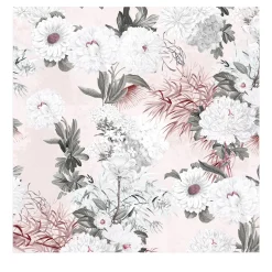 Carta da parati floreale romantica in tonalità blush