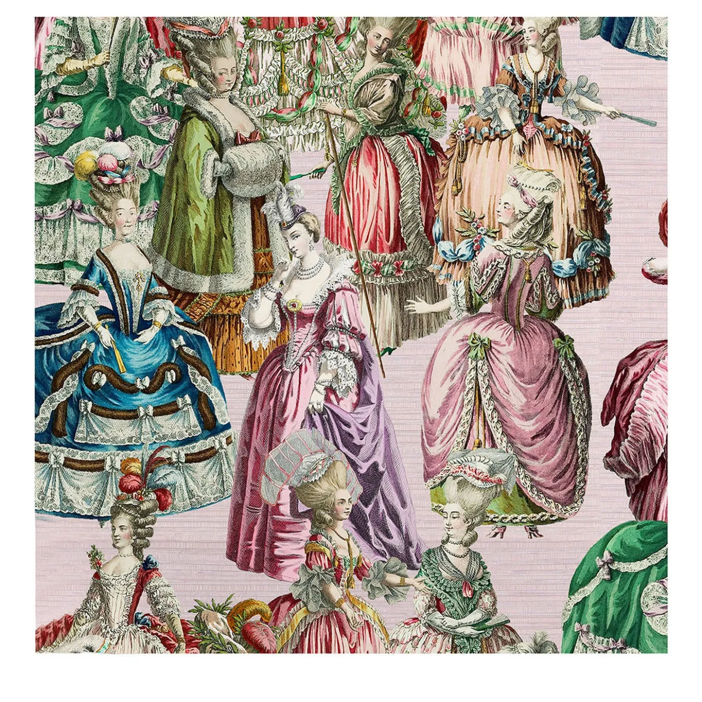 Carta da Parati Rococò Marie Antoinette con Abito d'Epoca