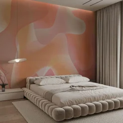 Carta da parati strutturata arancione e rosa della collezione Flo di Karim Rashid
