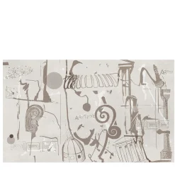Carta da parati testurizzata con decorazione greca beige
