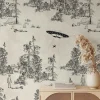 Carta da Parati Toile de Jouy Nera con Alien Abduction