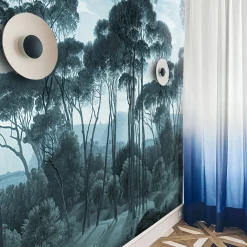 Carta da Parati Vintage con Alberi Blu